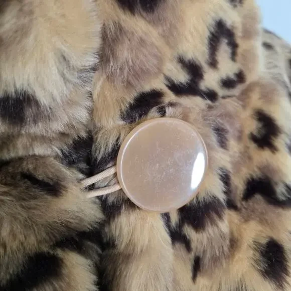 Relativity EUC crop leopard faux fur coat jacket 10 petite brown tan - Picture 8 of 17